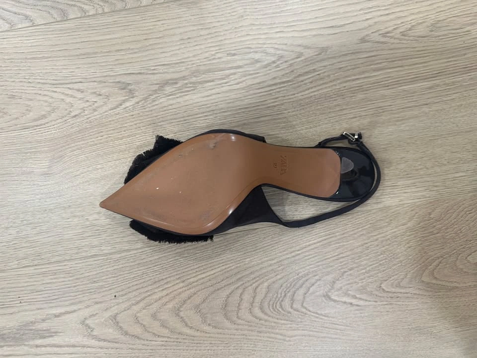 Zara Black Slingback Heels with Bow Detail – Size 39 EU / 8 US - photo 4