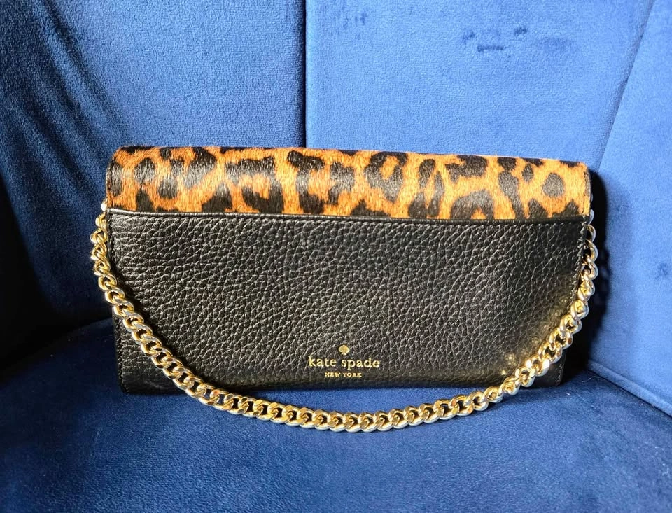 ⚽Kate Spade Leopard Haircalf Rivas Street Milou Chain Clutch - photo 2