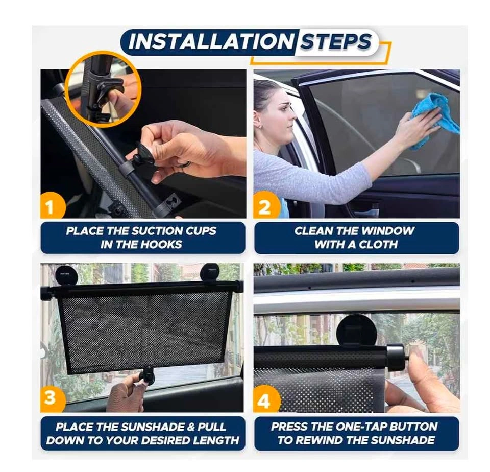 Retractable Car Window Sun Shade (2-Pack) – 15” x 17” - photo 4