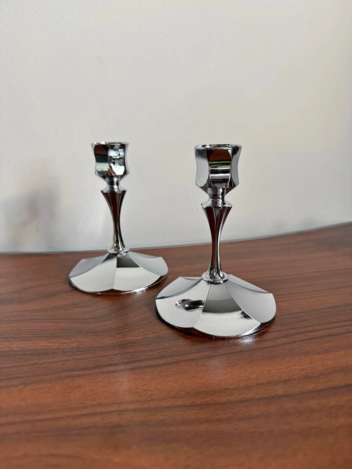 Chrome Irvinware Candlestick Holders