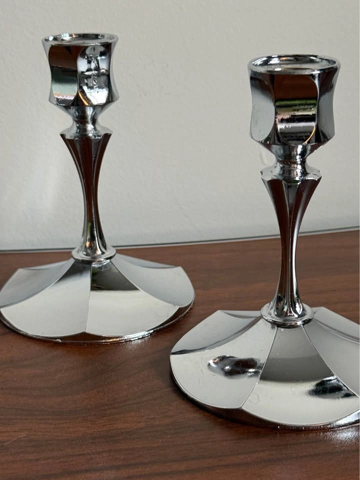 Chrome Irvinware Candlestick Holders - photo 2