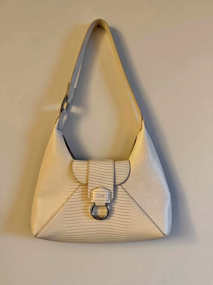 Cream White Alligator Shoulder Bag