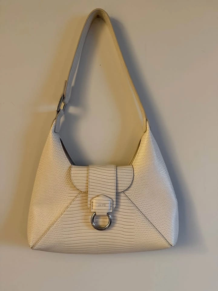 Cream White Alligator Shoulder Bag - photo 3