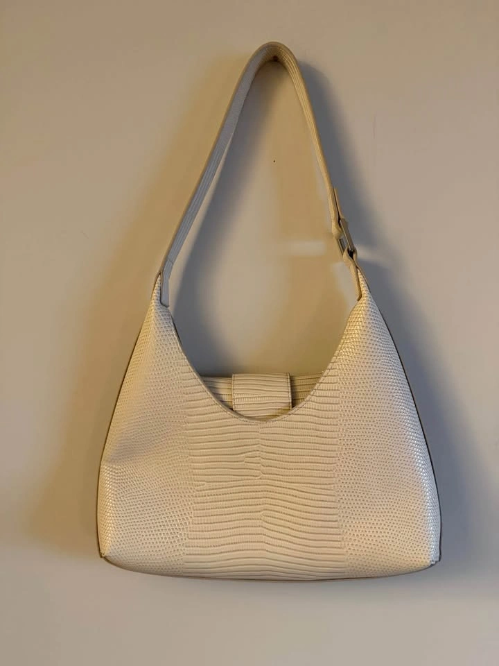 Cream White Alligator Shoulder Bag - photo 5