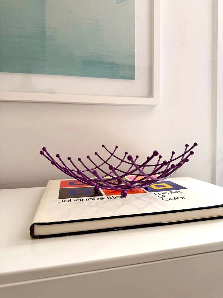 Vintage IKEA Purple Metal Grid Fruit Bowl Basket