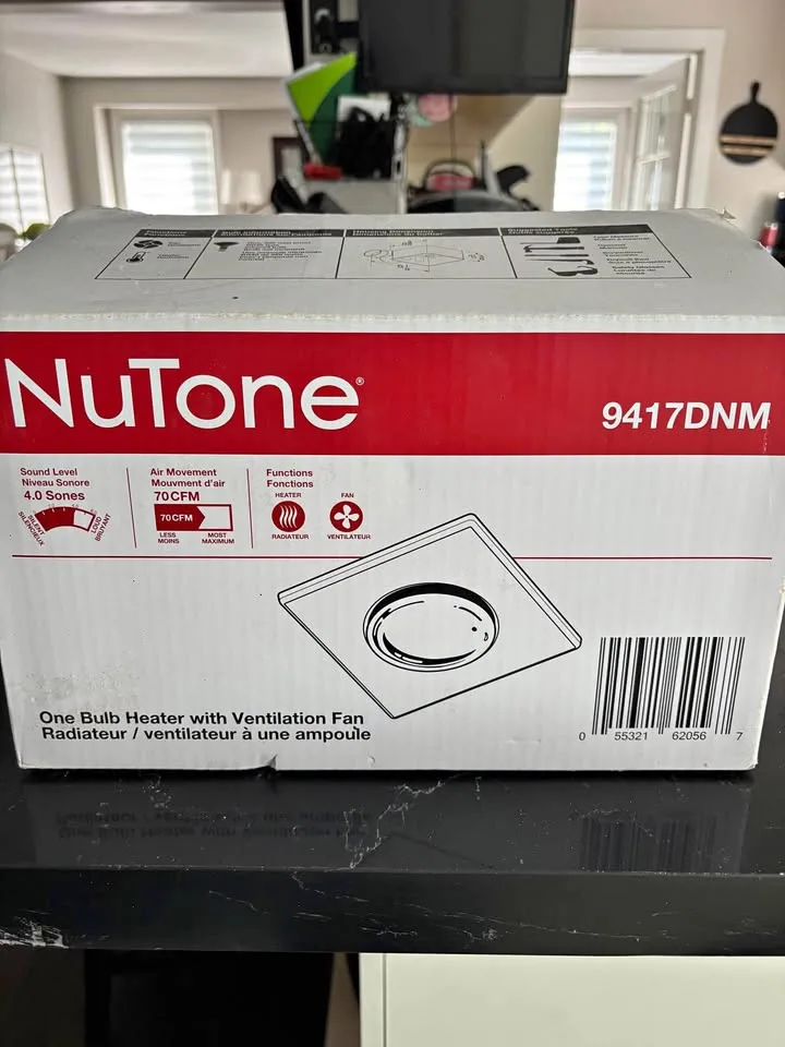 New Broan Nutone ventilation fan with heating bulb