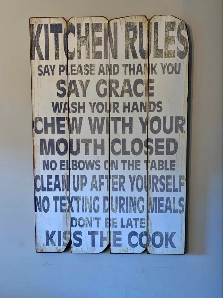Rustic Wooden Kitchen Rules Wall Sign