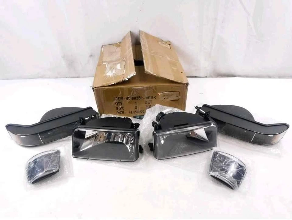 92-96 Ford F150, F250, F350, Bronco Black Housing Headlights