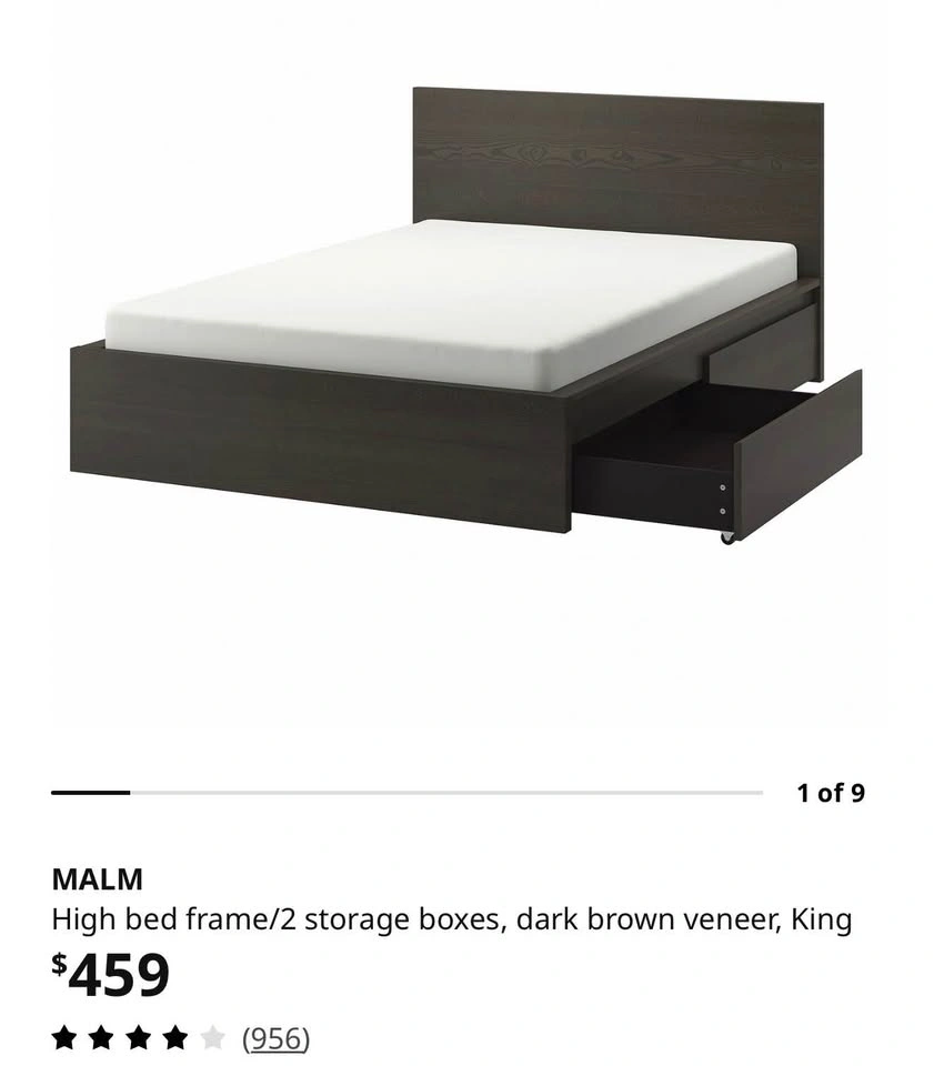 IKEA MALM King Size Bed Frame with Storage Drawers – White - photo 2