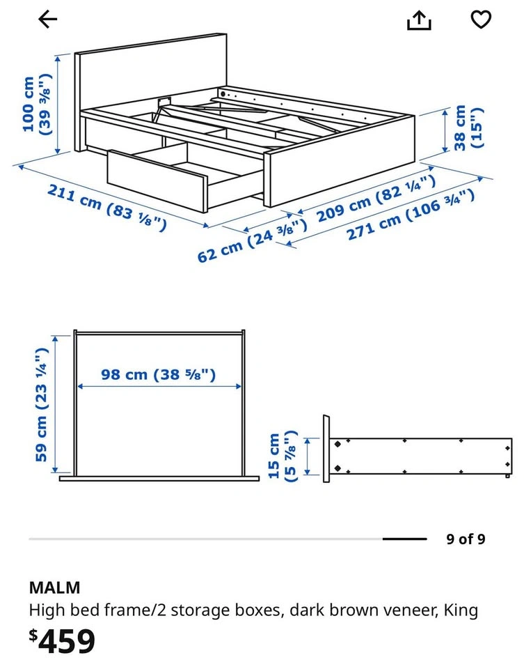 IKEA MALM King Size Bed Frame with Storage Drawers – White - photo 3
