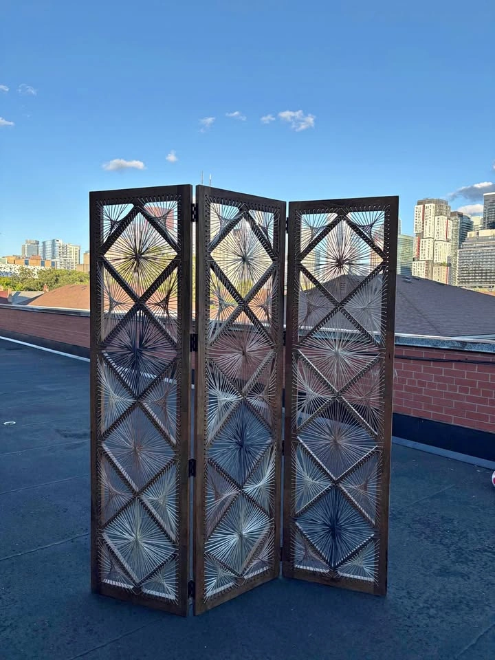 Mid-Century Modern Style String Geometric Art Room Divider