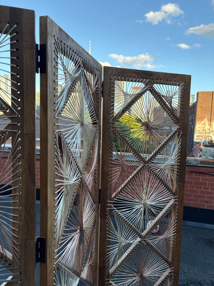 Mid-Century Modern Style String Geometric Art Room Divider - photo 3