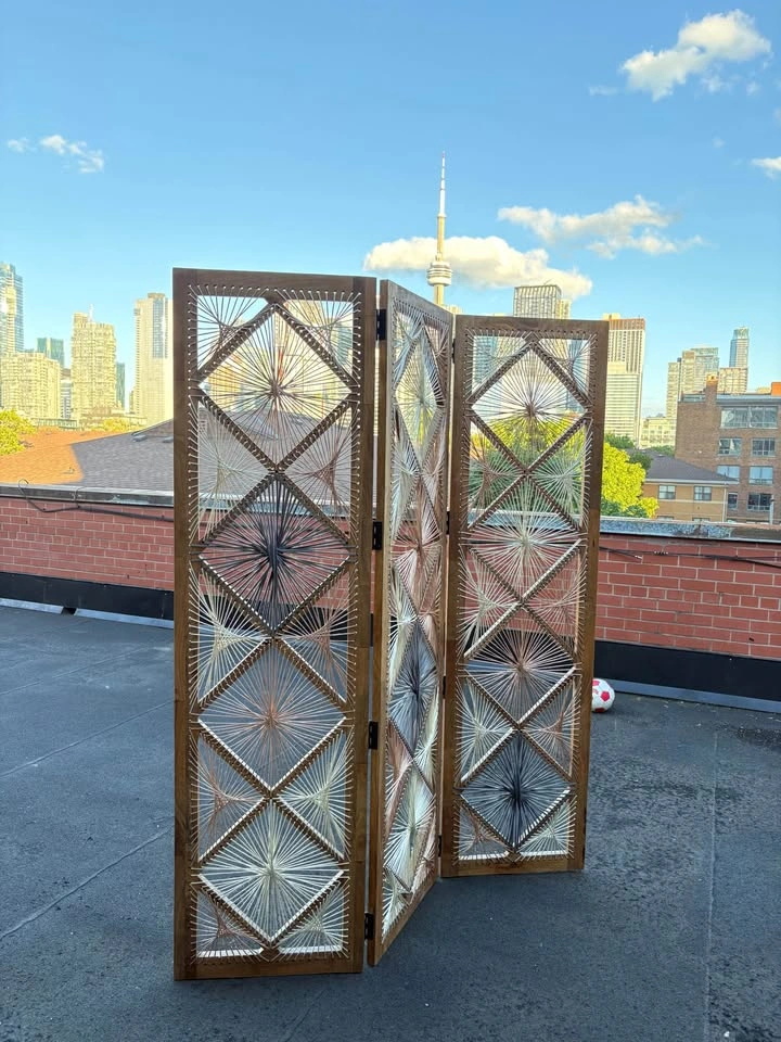 Mid-Century Modern Style String Geometric Art Room Divider - photo 4