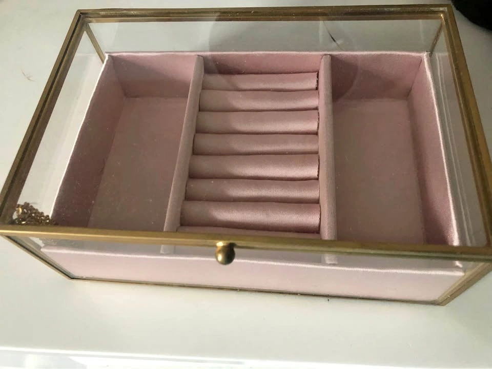 ⚽️ Glass & Gold Jewelry box with pink velvet