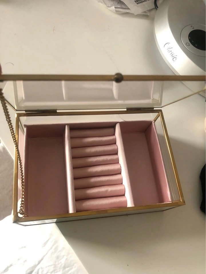 ⚽️ Glass & Gold Jewelry box with pink velvet - photo 2