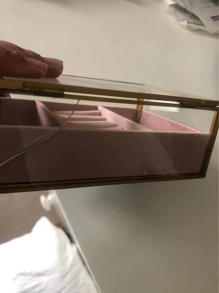 ⚽️ Glass & Gold Jewelry box with pink velvet - photo 3