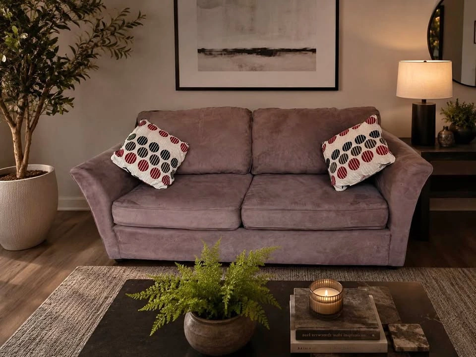 Free Delivery ✅ Wayfair Brown Microfiber Sofa Couch