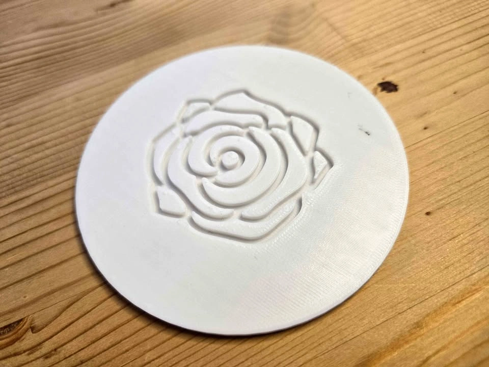 3D Printed Rose Coaster – White – Drink Coaster