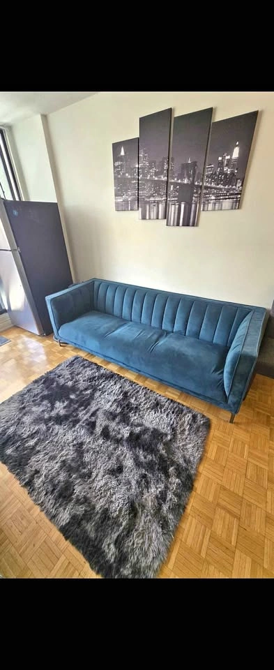 Teal Velvet Tufted Tuxedo Sofa