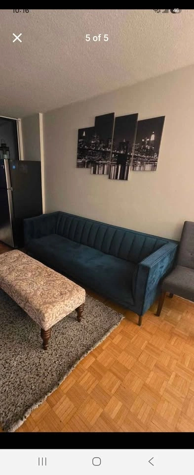 Teal Velvet Tufted Tuxedo Sofa - photo 2