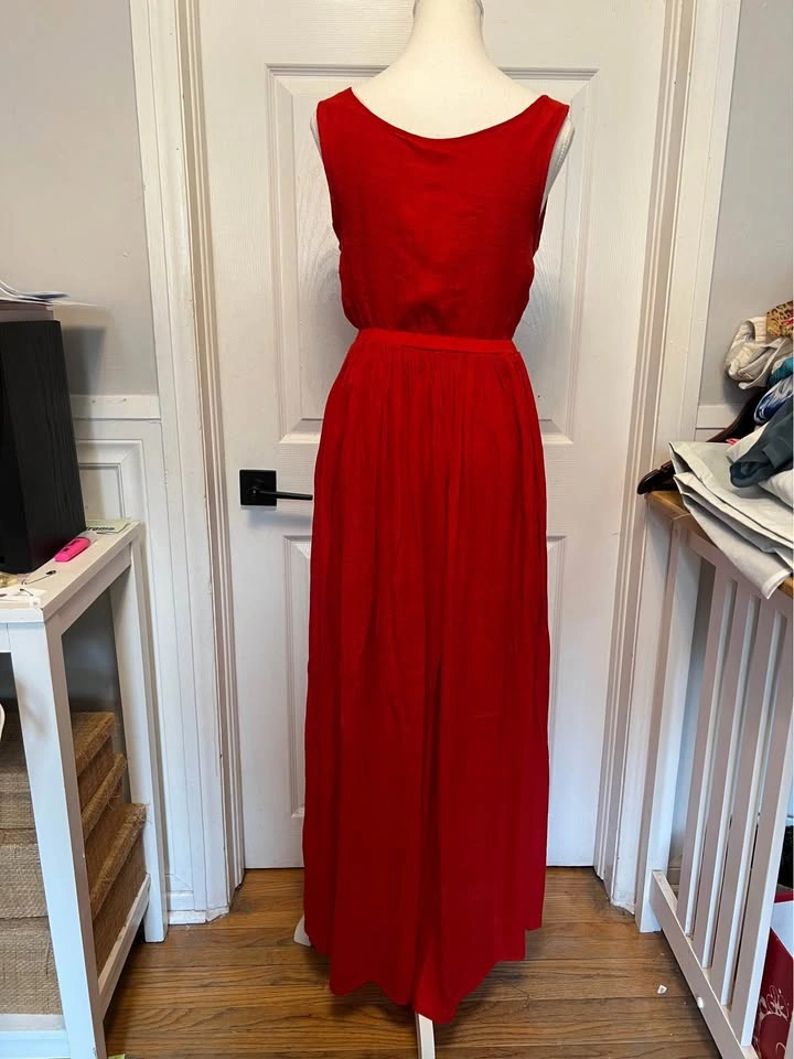 ⚽ Red chiffon long dress - photo 2