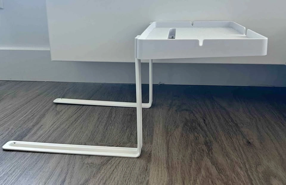 Bedside Caddy / Over-Bed Side Table Organizer – White Metal