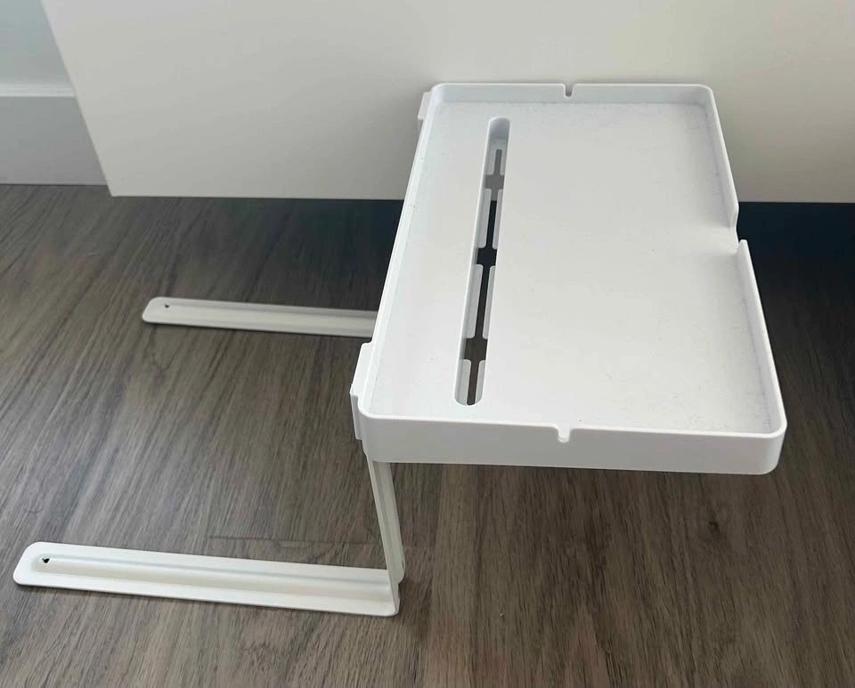 Bedside Caddy / Over-Bed Side Table Organizer – White Metal - photo 3
