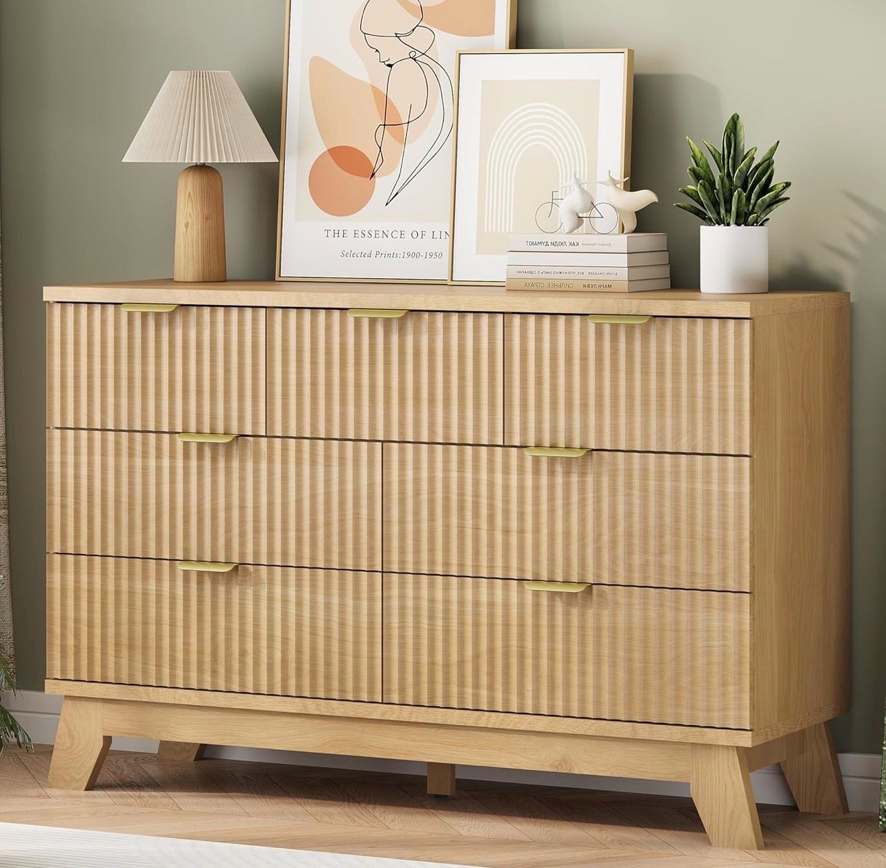 Fluted Dresser 7 Drawers, 48" Wide Modern Chest - Oak - New - photo 4