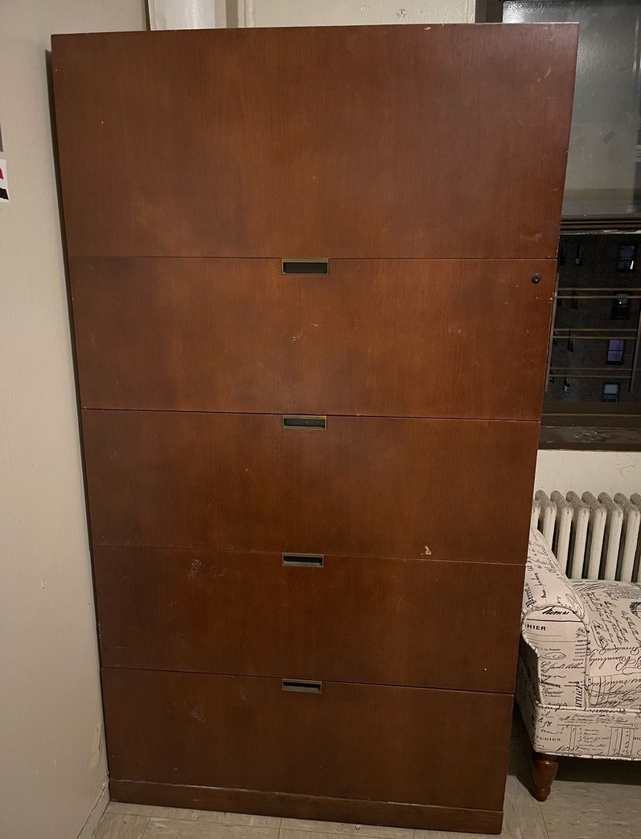 Large Vintage Armoire Walnut Dresser (or filing cabinet)