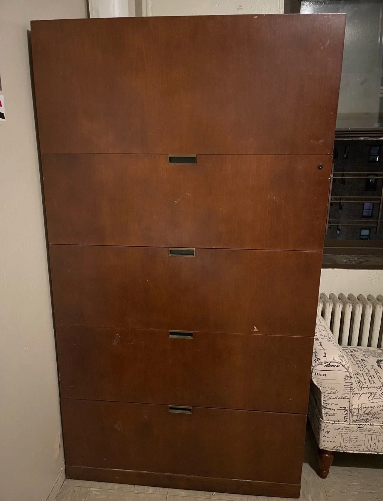 Large Vintage Armoire Walnut Dresser (or filing cabinet)