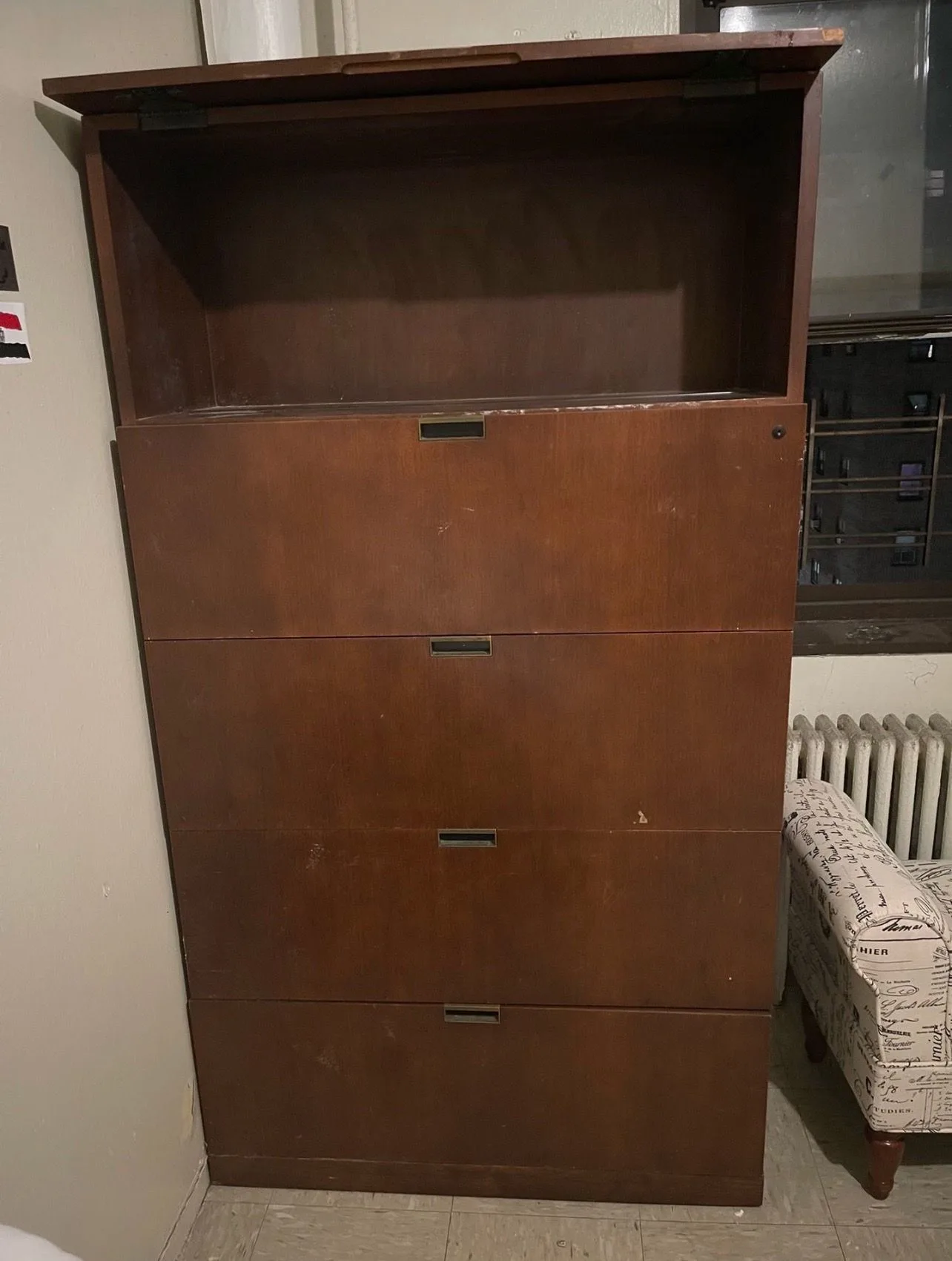 Large Vintage Armoire Walnut Dresser (or filing cabinet) - photo 5