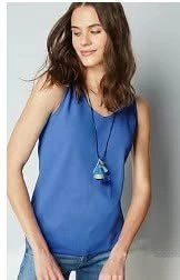 J.Jill Pima Rounded V-Neck Tank – Cyan – Size SP – NWT ⚽️