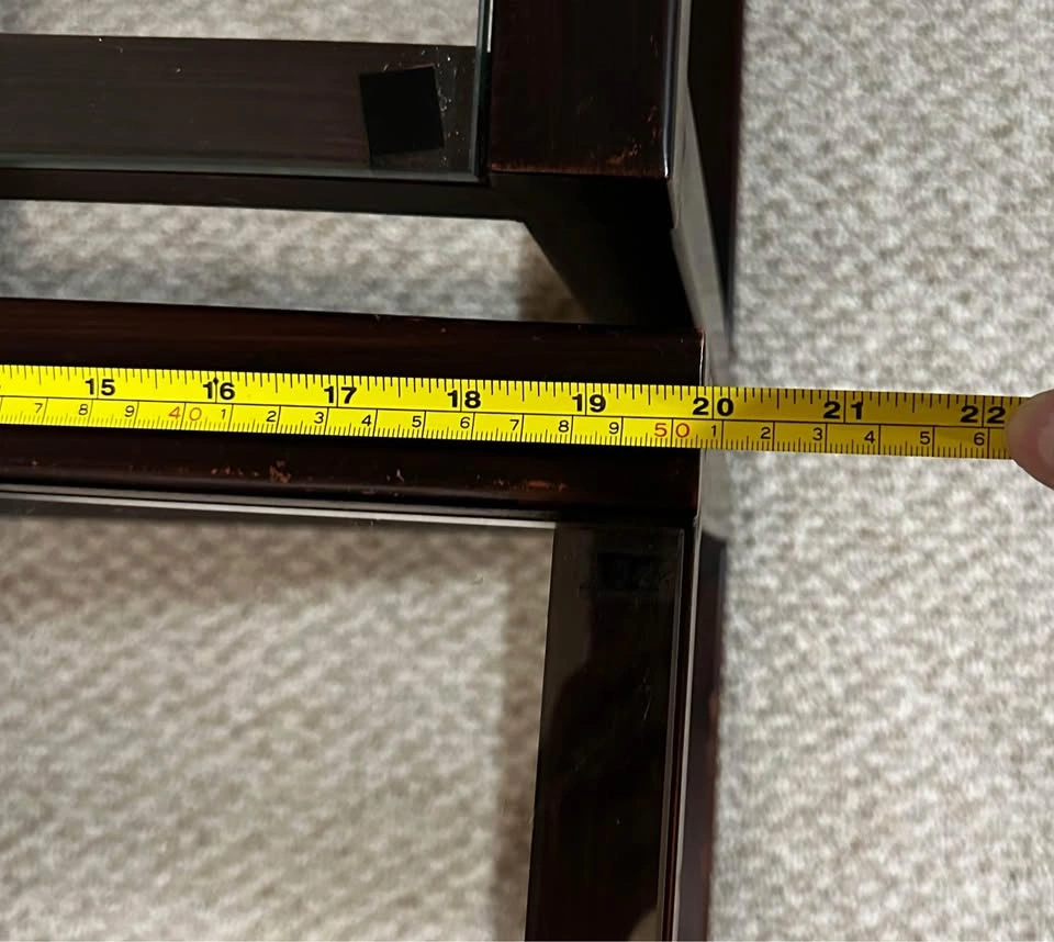 Pair Espresso Glass Top End Tables 20x20x20.5" - photo 3