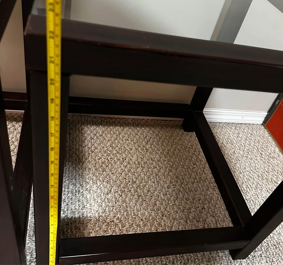 Pair Espresso Glass Top End Tables 20x20x20.5" - photo 4