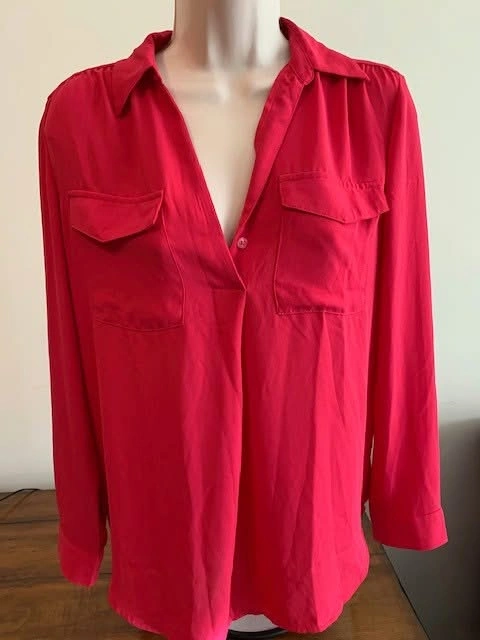 Ann Taylor Popover Blouse Small Petite SP Hot Pink⚽️ - photo 3