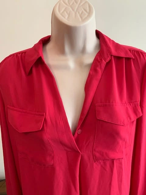 Ann Taylor Popover Blouse Small Petite SP Hot Pink⚽️ - photo 4
