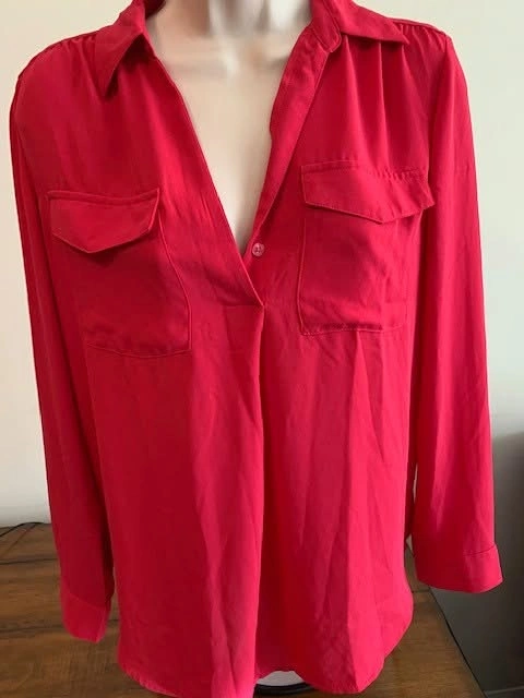 Ann Taylor Popover Blouse Small Petite SP Hot Pink⚽️ - photo 5
