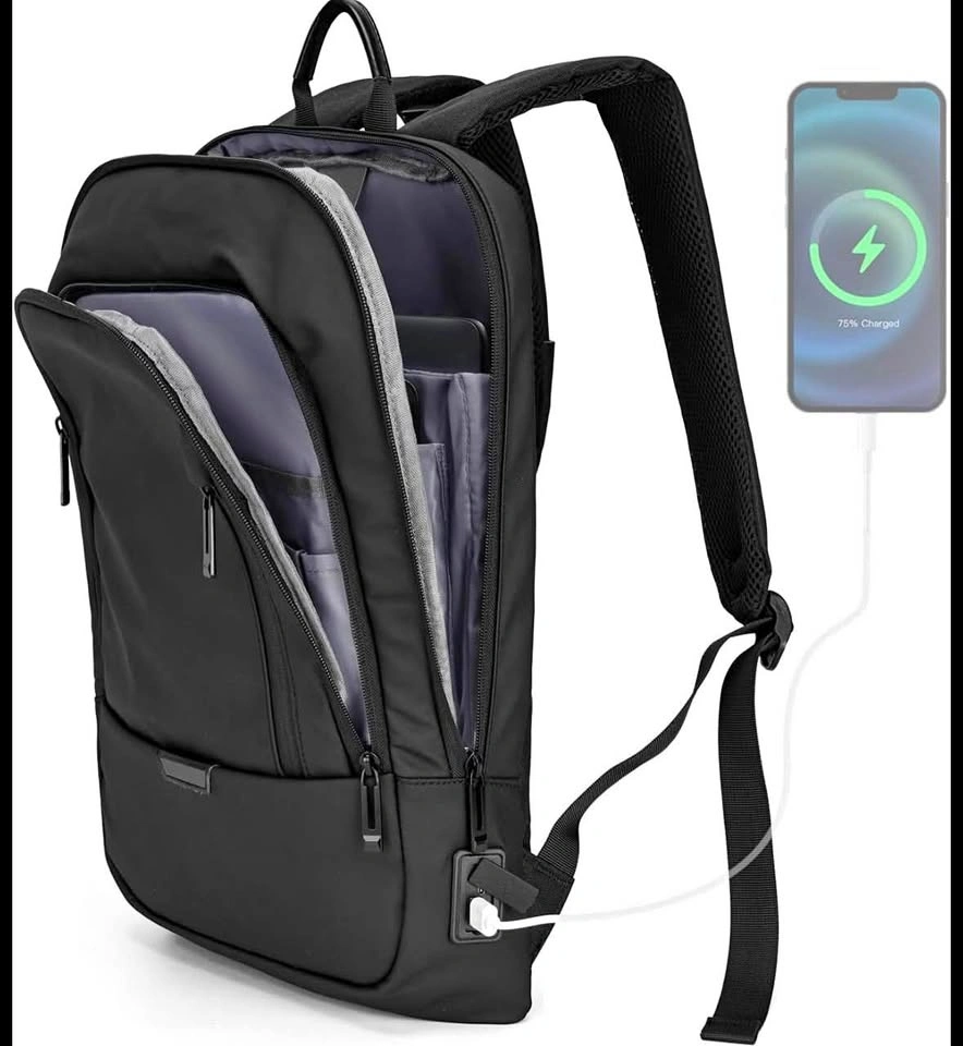 Black Backpack with USB Charging Port