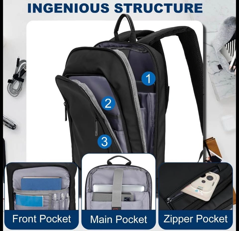 Black Backpack with USB Charging Port - photo 2