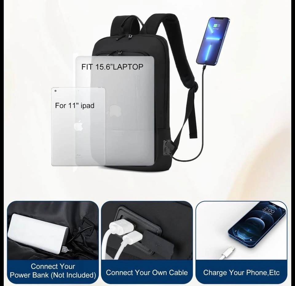 Black Backpack with USB Charging Port - photo 4