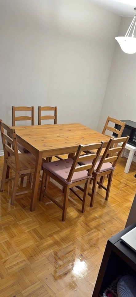 Ikea Strong Wooden Dining Table with 6 Chairs