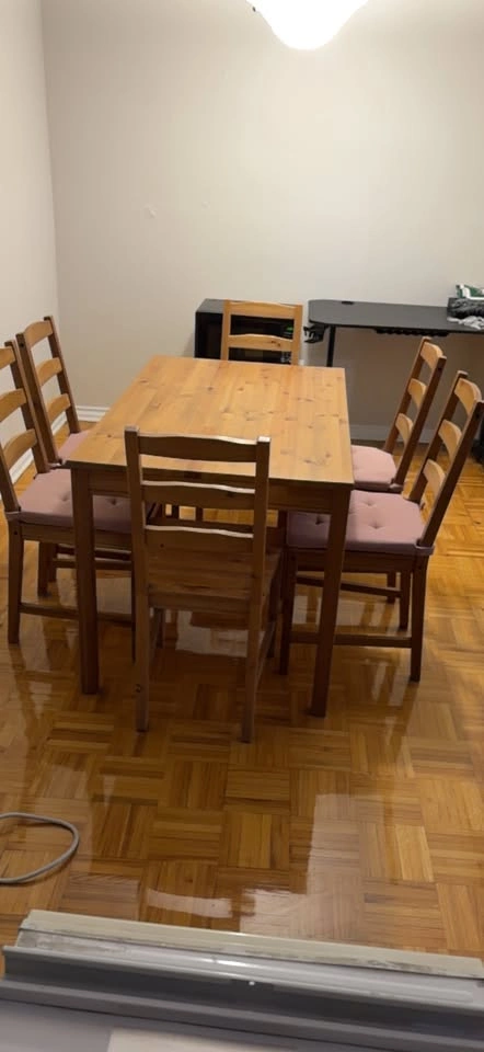 Ikea Strong Wooden Dining Table with 6 Chairs - photo 2