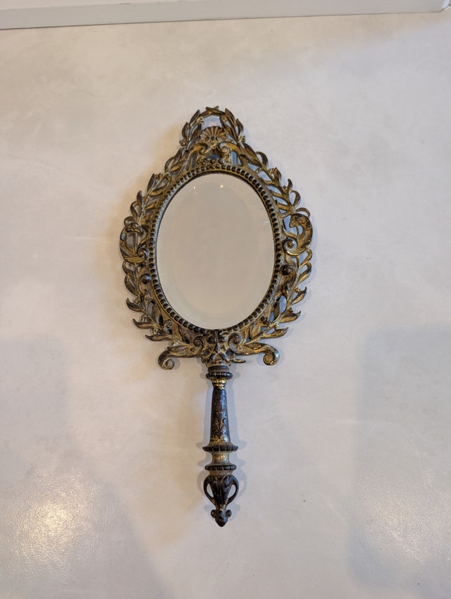 Vintage Bradley & Hubbard Brass Hand Mirror – Circa 1945