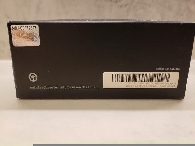 Diecast Car 1/43 Smart Fortwo Cabrio Deep Black Dealer Model Car - photo 4