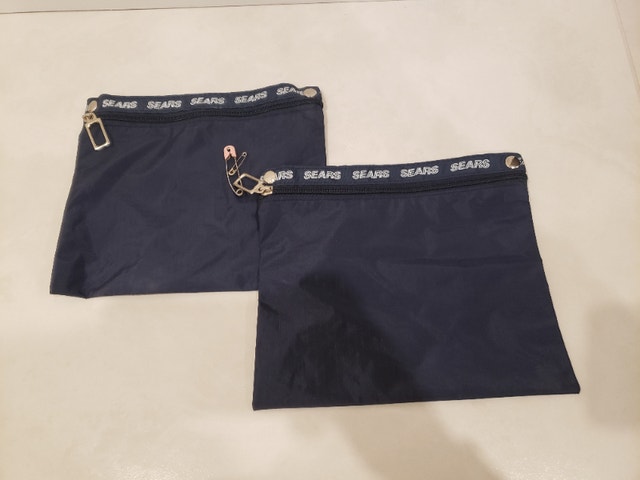 Sears blue and white vintage pouches