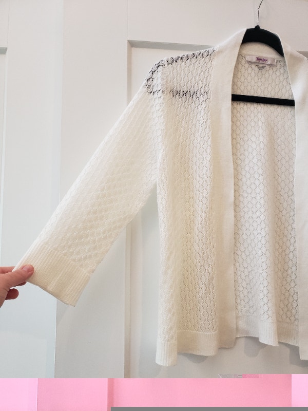 TanJay Petite White Size Small Cardigan with 3/4 Sleeve - photo 2