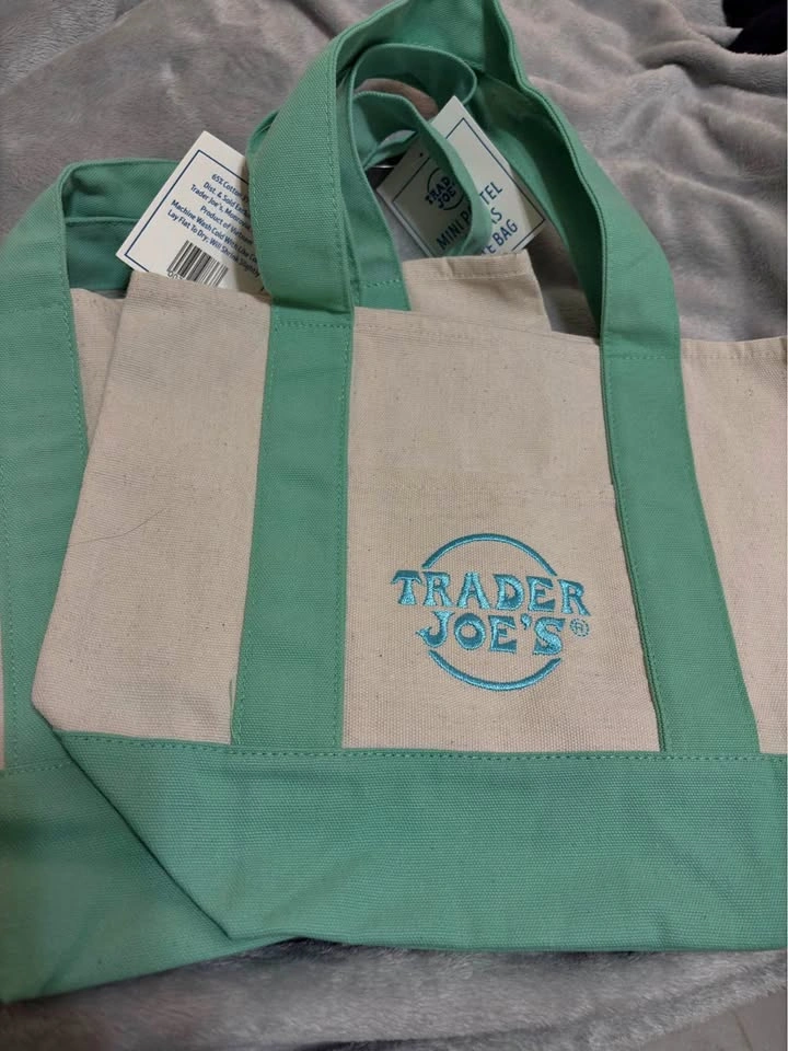 Trader Joe's Mini Canvas Tote Bag GREEN