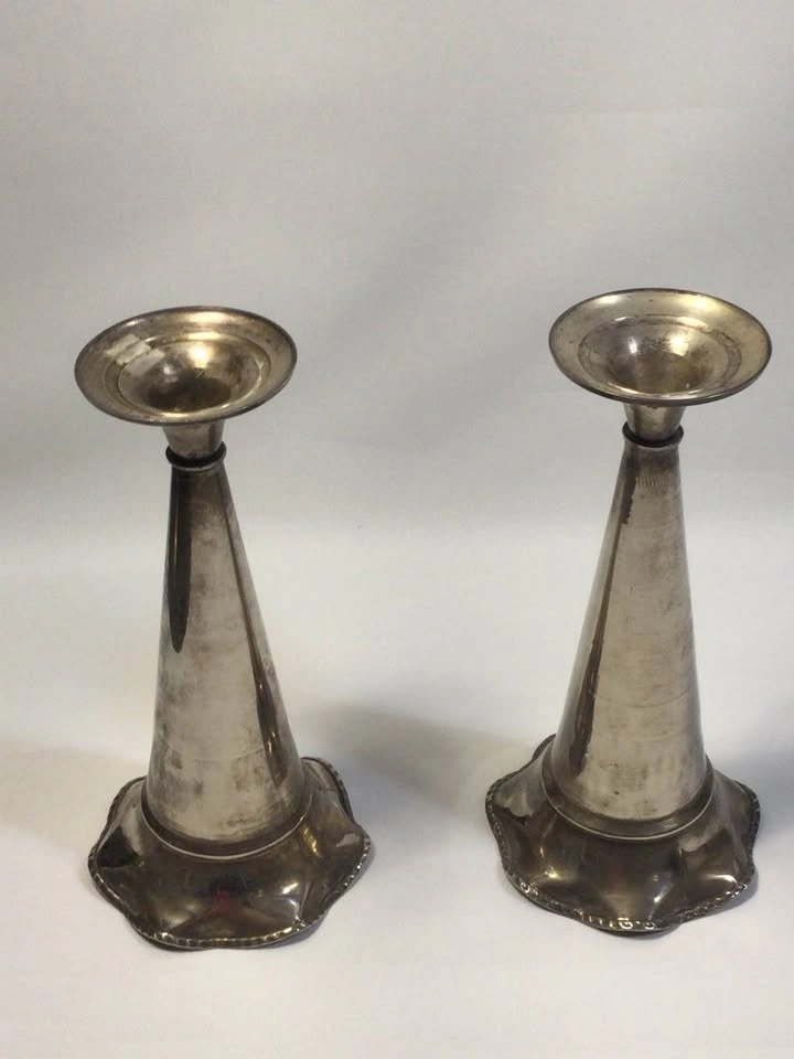 ⚽️Pair of Vintage Silver-Plated Bud Vases 12” tall - photo 2