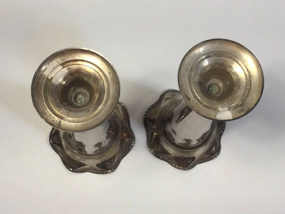 ⚽️Pair of Vintage Silver-Plated Bud Vases 12” tall - photo 3