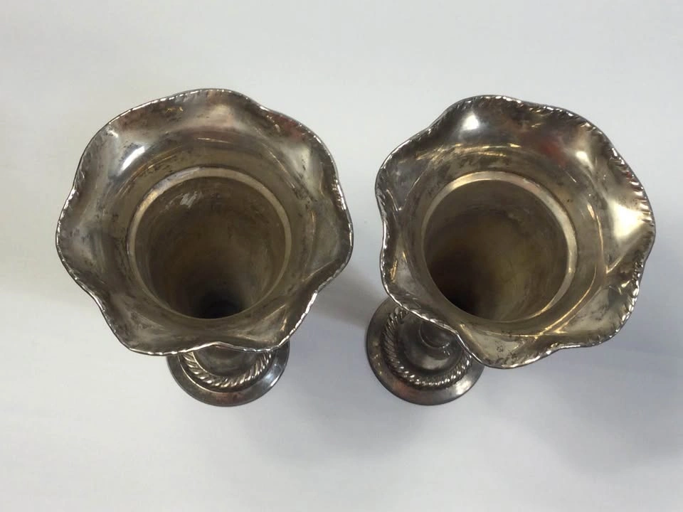 ⚽️Pair of Vintage Silver-Plated Bud Vases 12” tall - photo 4